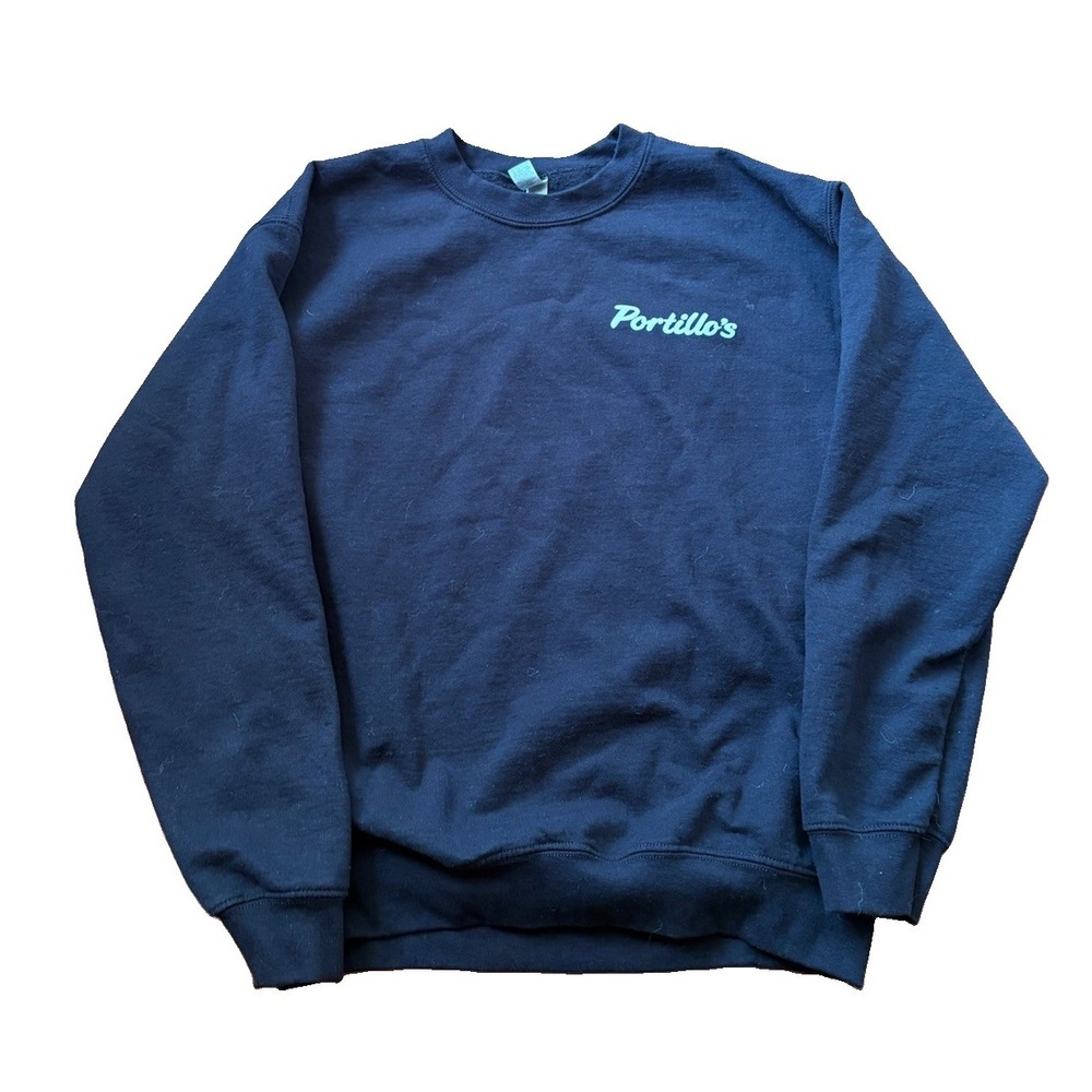 Portillo's Logo Black Crewneck Sweatshirt Unisex Pullover M